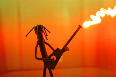 Close-up of figurine with light painting