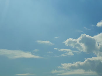 Low angle view of clouds in blue sky