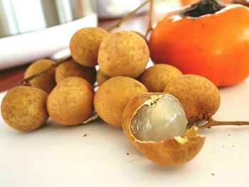 Close-up of eggs on table