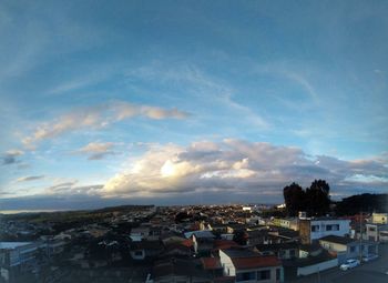 High angle view of townscape against sky