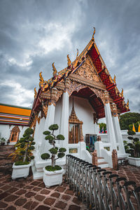 Low angle view of temple against sky