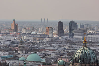 Aerial view of modern buildings in city