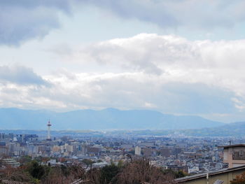 High angle shot of townscape against sky