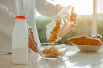 Close-up of ice cream in glass on table