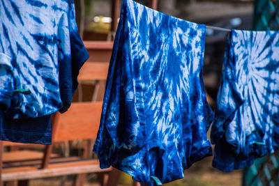 Close-up of clothes drying outdoors