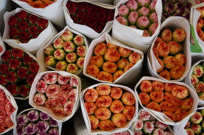 High angle view of food on table