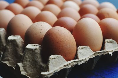 Close-up of eggs carton