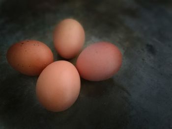 Close-up of eggs on table