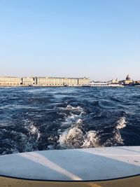 Scenic view of sea against clear sky