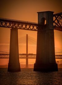 Bridge over river during sunset