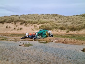 Seaside pollution in beach