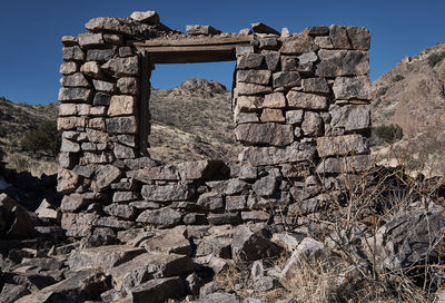 Low angle view of old ruins against sky