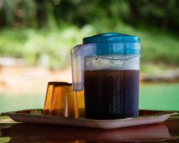 Close-up of drink on table