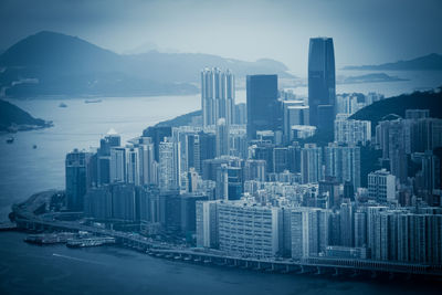 High angle view of cityscape against sky