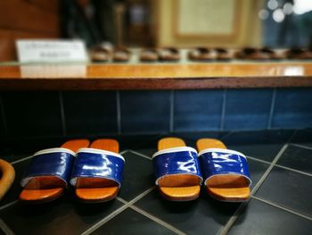 Close-up of shoes in sunglasses