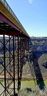 View of bridge against clear blue sky