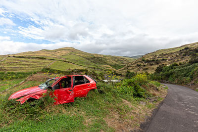 Scenic view of land against sky