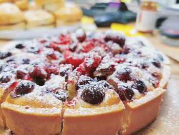 Close-up of mix berry cake