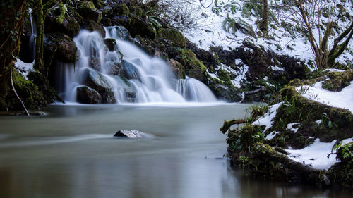 Scenic view of waterfall