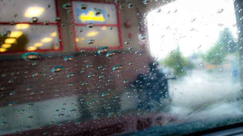 Close-up of water drops on glass