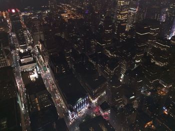 Aerial view of city at night