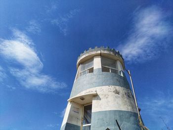 Low angle view of lighthouse against sky