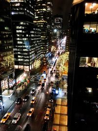 View of city street at night