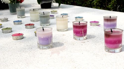 High angle view of drink on table