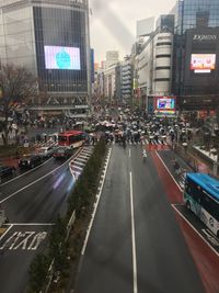 Traffic on road in city