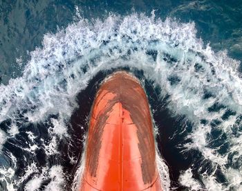 High angle view of water splashing in sea