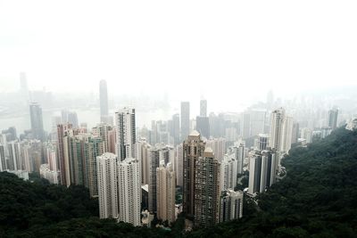 High angle view of tall buildings