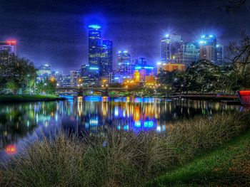 Illuminated city at night