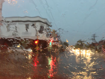 Rain drops on road