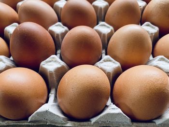 Full frame shot of eggs in container