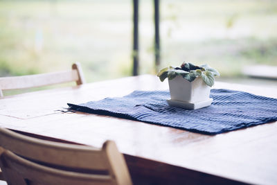 Close-up of open book on table