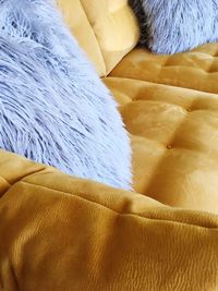 High angle view of bed