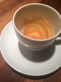 High angle view of coffee on table