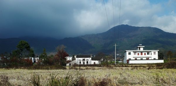 Scenic view of mountains against sky