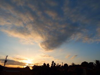 Low angle view of silhouette trees against sky at sunset