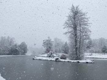 Scenic view of frozen lake during winter