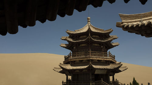 Low angle view of temple building in the desert against sky