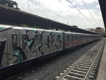 Train on railroad station platform