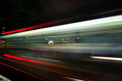 Blurred motion of train at night