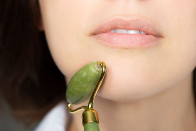 Close-up of woman holding ice cream