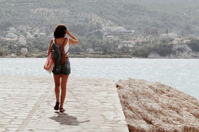 Rear view of woman looking at view