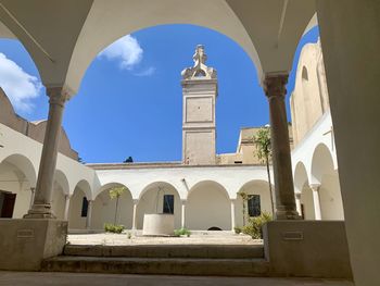 Low angle view of historic building against sky, capri's certosa, wonderful italy