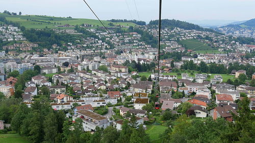 Aerial view of cityscape against sky