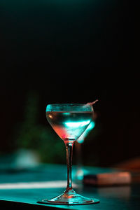 Close-up of wineglass on table