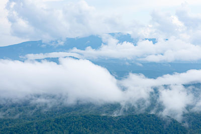 Scenic view of majestic mountains against sky