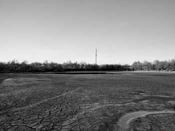 Scenic view of field against clear sky during winter